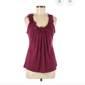 White House Black Market Burgundy Sleeveless Top Size M